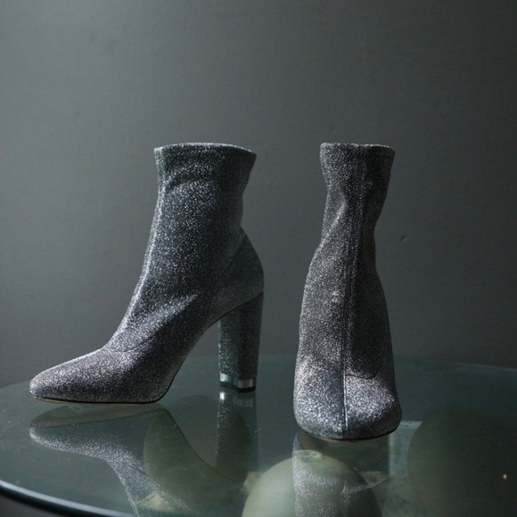 Michael Kors Mandy Sock Glitter Stretch-Knit Ankle Booties Size 8.5 Y2K  Silver - Picture 7 of 10